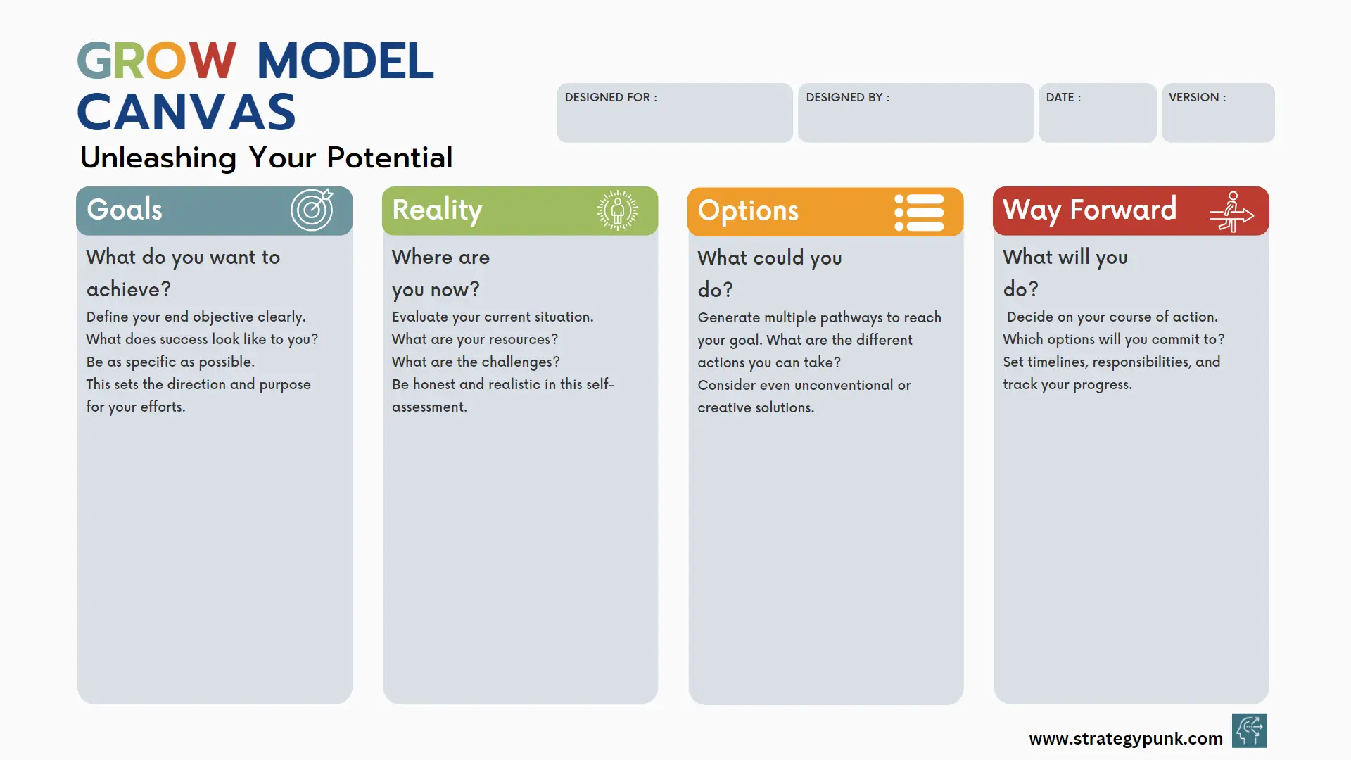 Ignite Your Potential with the GROW Model Canvas (FREE Template)